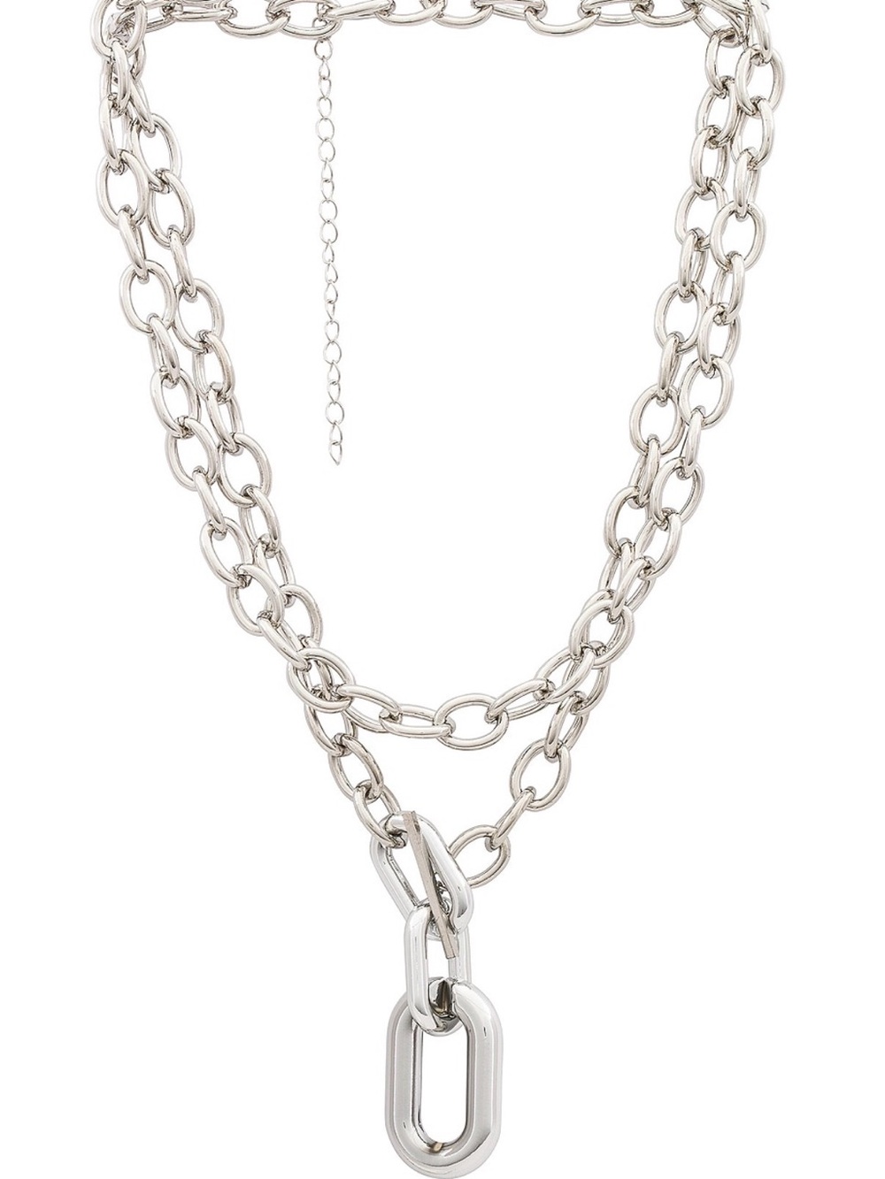 Amber Sceats Layer Silver Chain Toggle Necklace - Women Jewelry